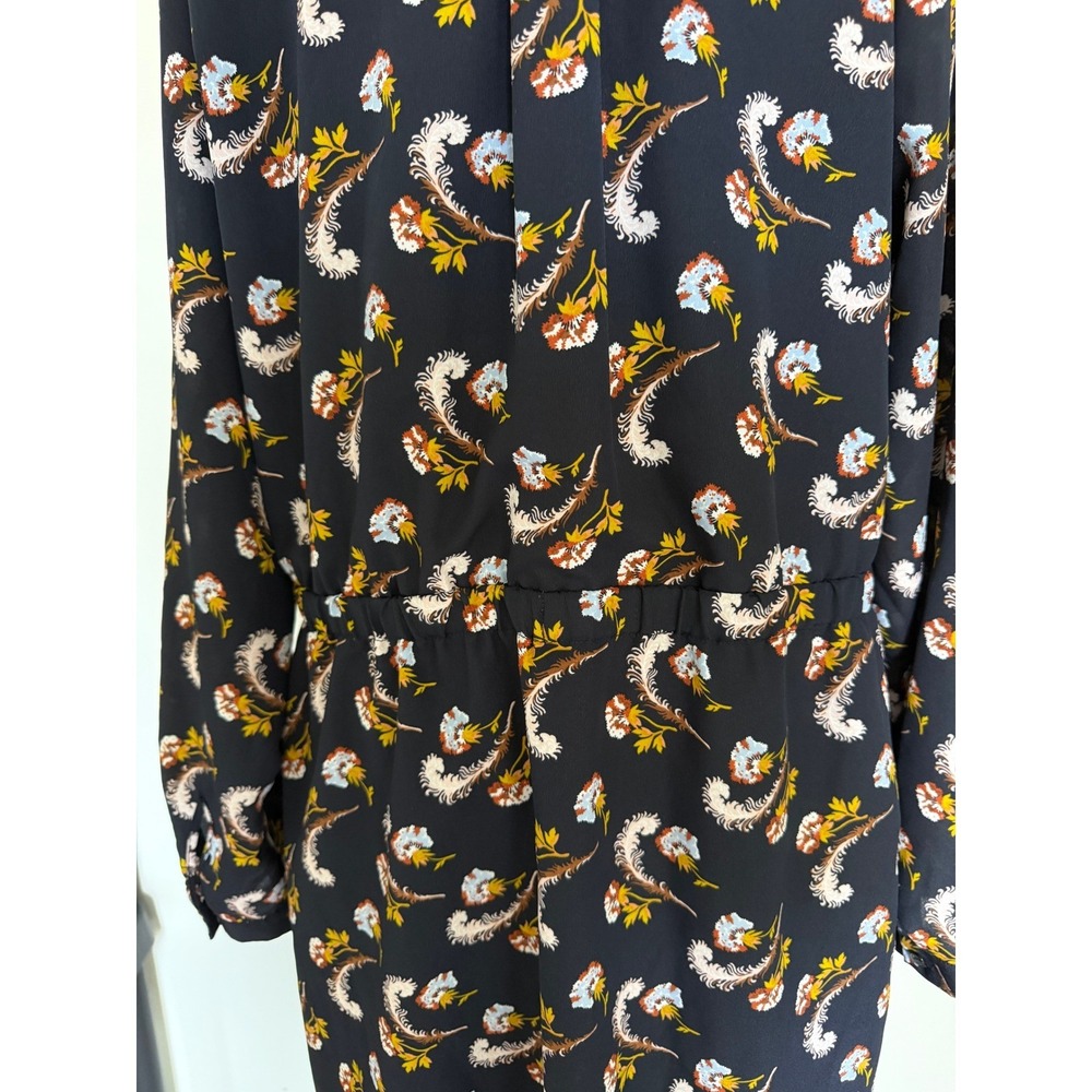 Banana Republic Navy Blue Feather Print Pintuck Shirt Dress Long Sleeve - Picture 10 of 15